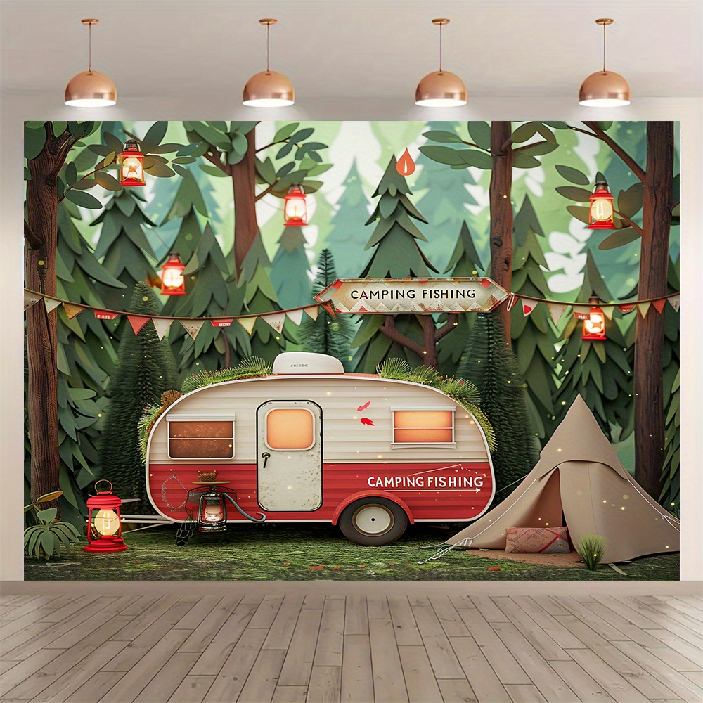 Outdoor Adventure Background - Poliéster Selva Camping Tema Backdrops, RV