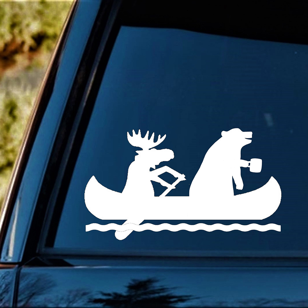 Outdoor Adventure Words - Moose Bear Canoe Camping Car Decalques