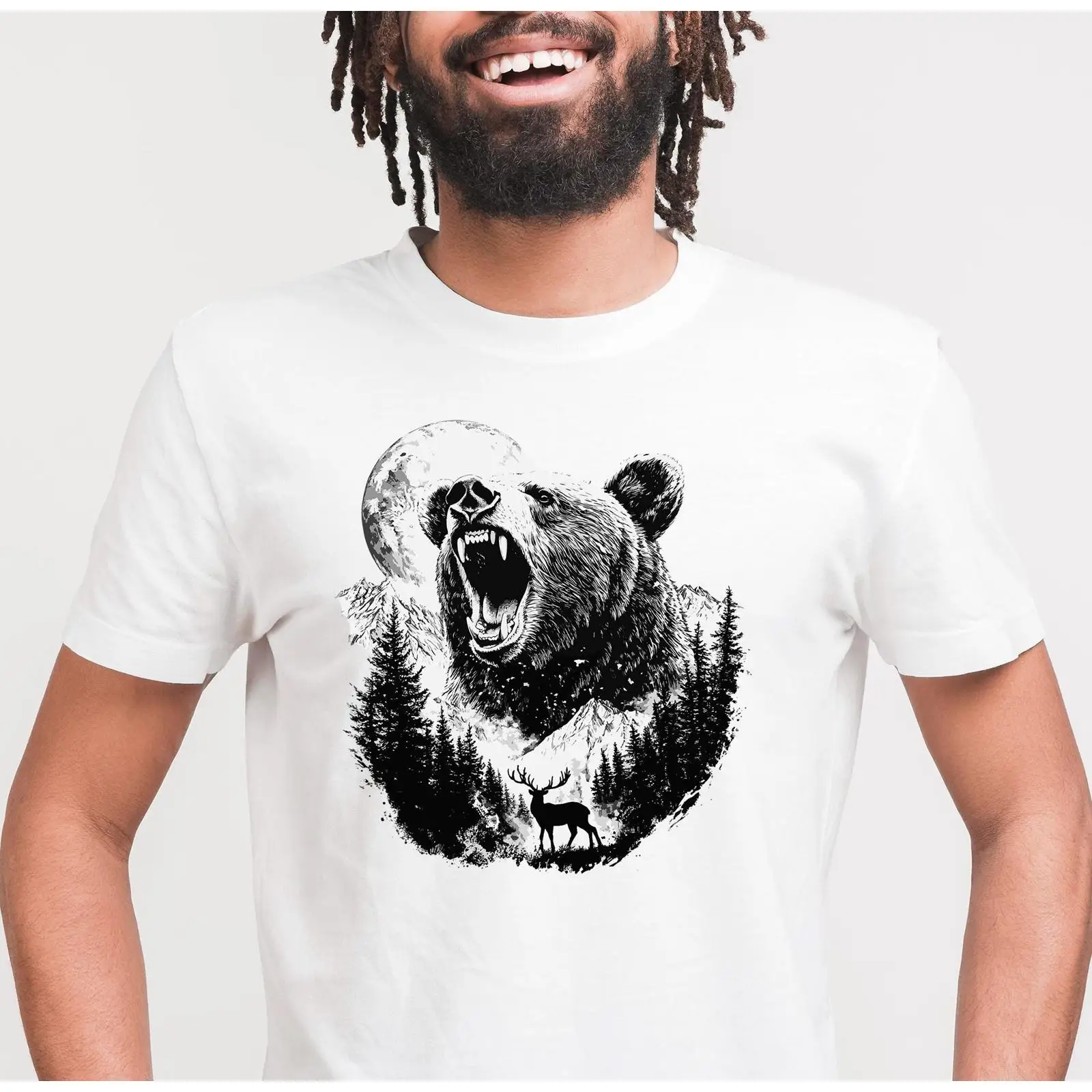 Outdoor Adventure Enthusiast - Camiseta Masculina Vintage de Urso e