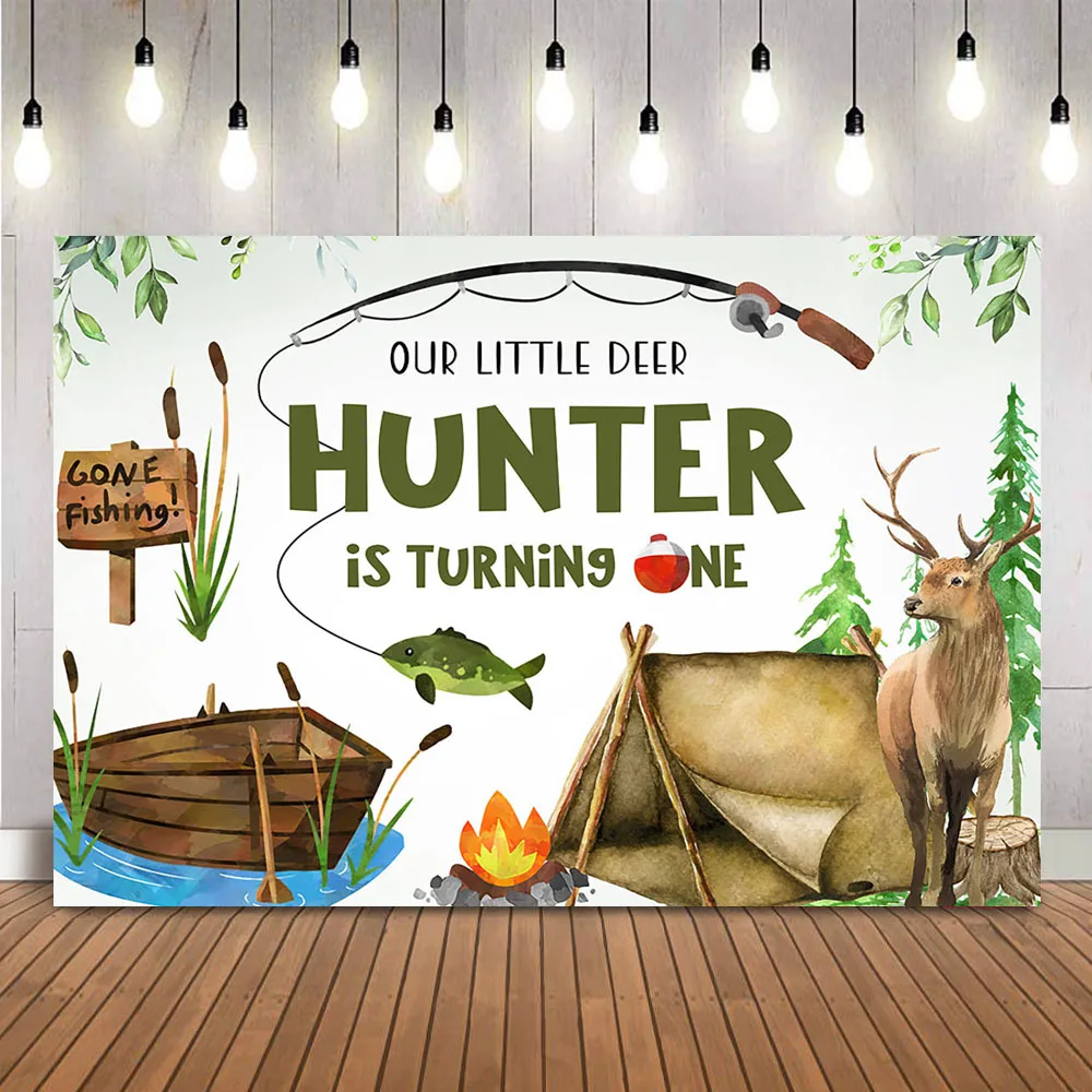 Caça pesca aniversário pano de - Outdoor Adventure Background avaliação e preço
