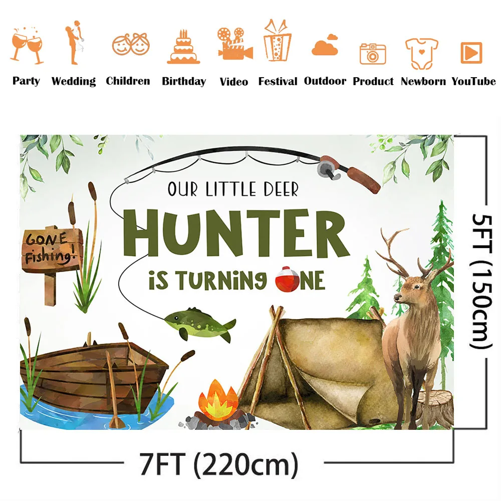 Caça pesca aniversário pano de - Outdoor Adventure Background avaliação e preço