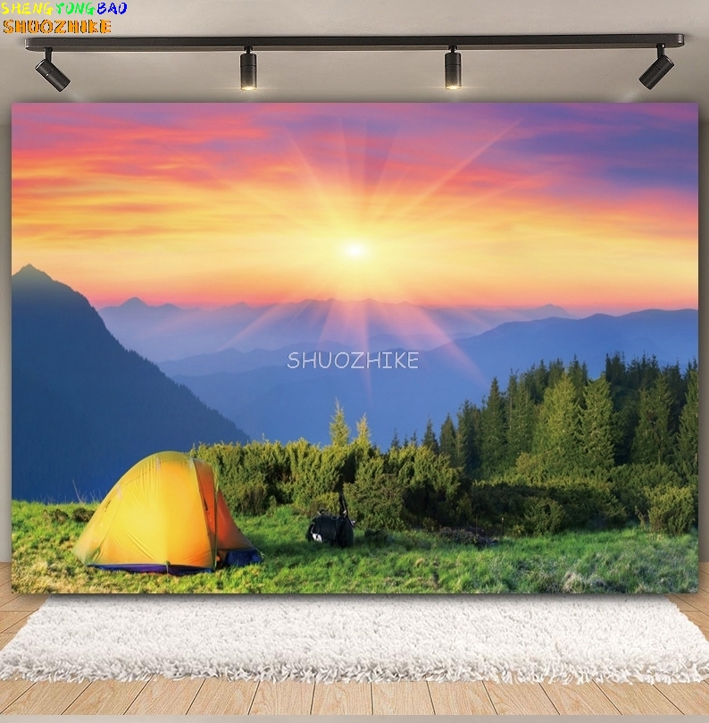 Floresta ao ar livre acampamen - Outdoor Adventure Background avaliação e preço