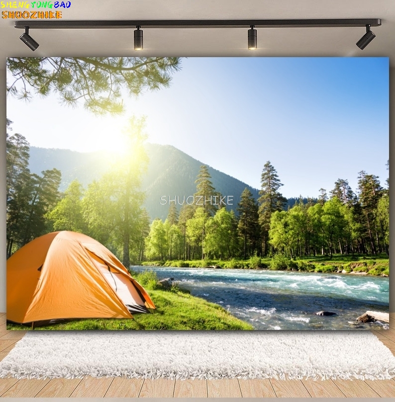 Floresta ao ar livre acampamen - Outdoor Adventure Background avaliação e preço